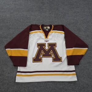 Minnesota Golden Gophers Jersey Mens L White Maroon Ice Hockey Mission Vintage